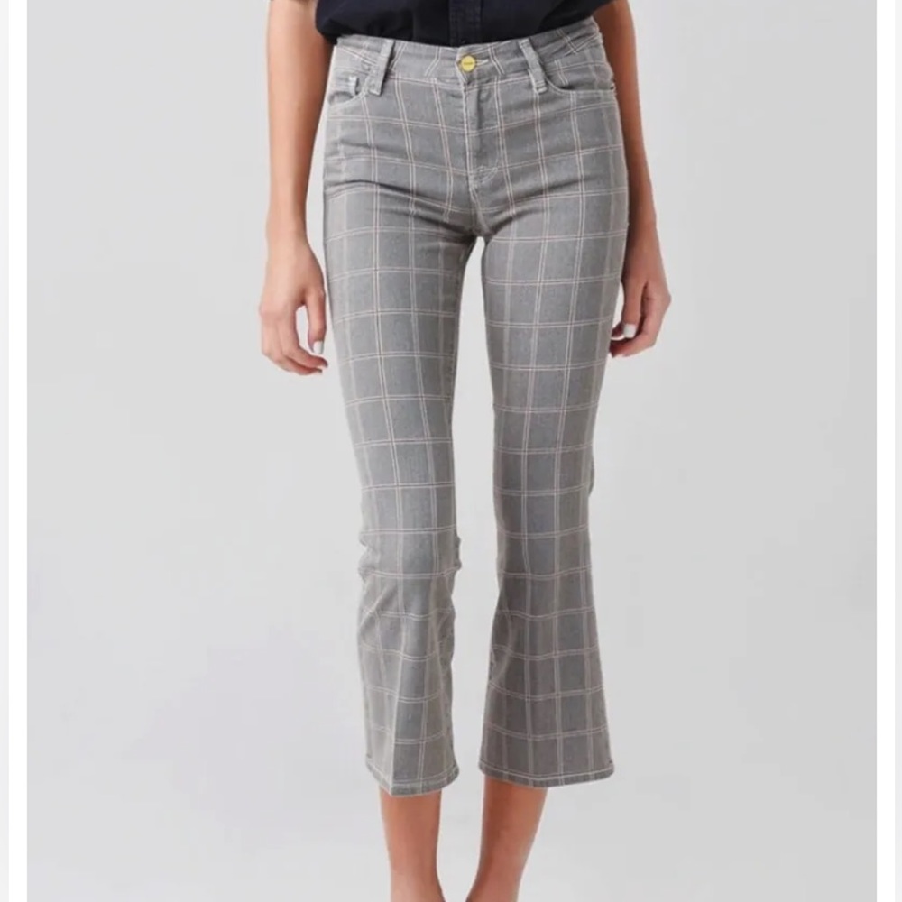 FRAME Le Crop Mini Boot Window Pane Plaid Pants Size 27